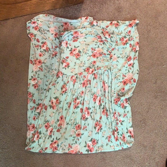 iris Mint Green Pink Floral Rose Strapless Maxi/Sundress Women’s SMALL - Picture 11 of 14